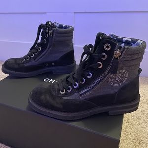 Chanel Lace Up Boots